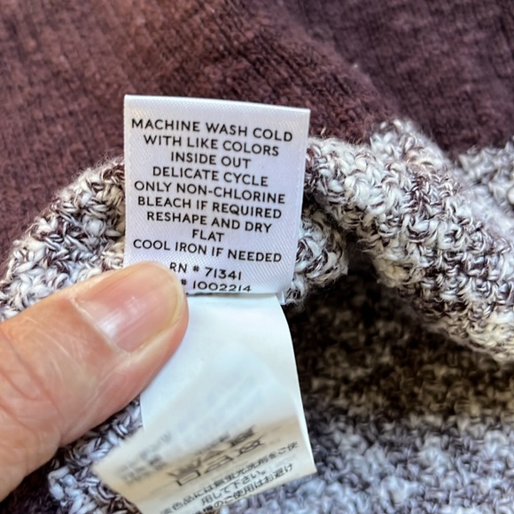 LL Bean Signature Linen Blend Crew Neck Sweater Purple Color Block Size L - Picture 11 of 15